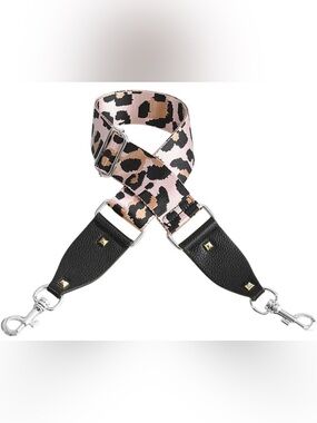 Adjustable Leopard Print Guitar Bag Strap in Pink and Black